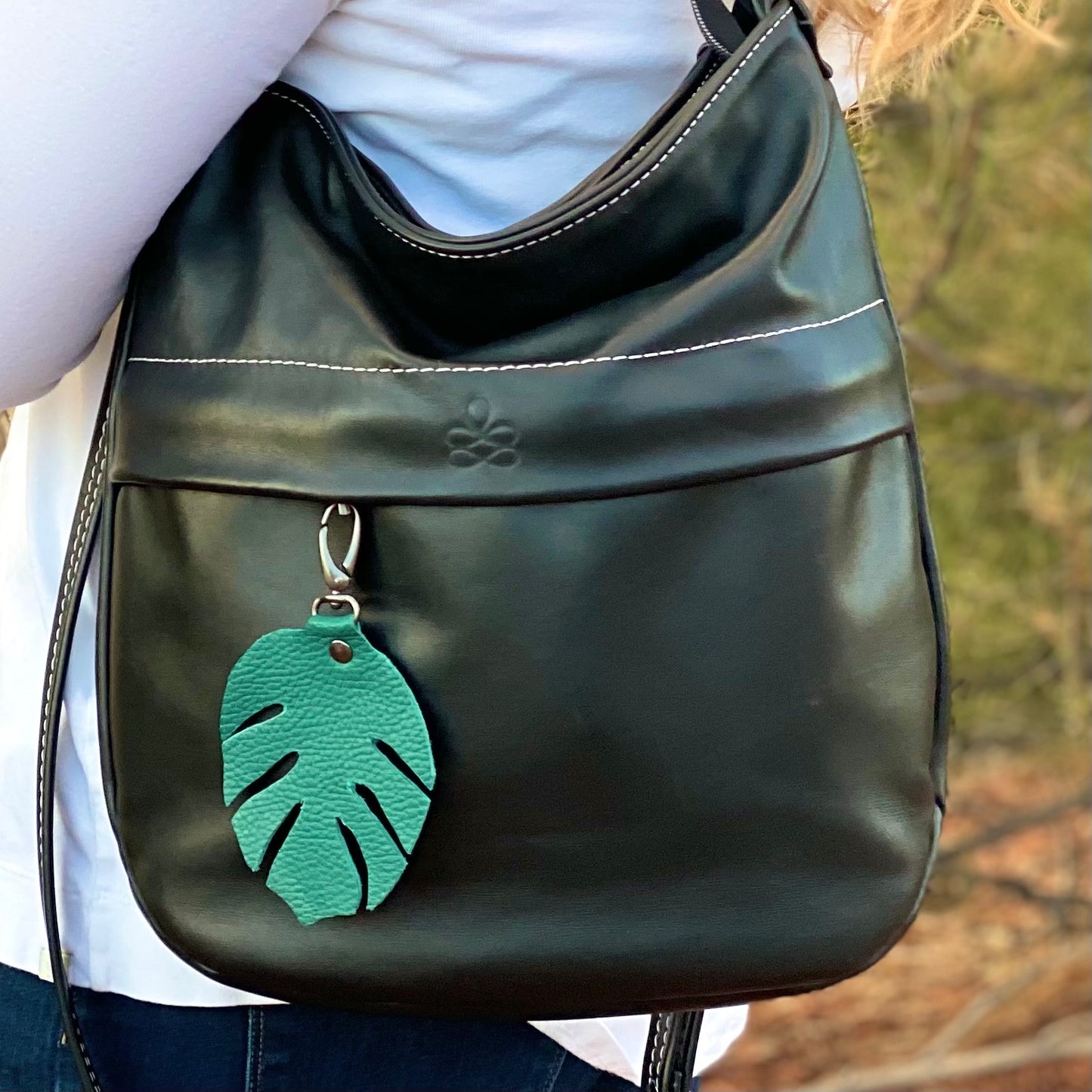 Monstera Leather Bag Charm