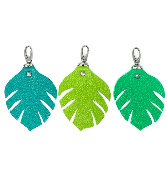 Monstera Leather Bag Charm